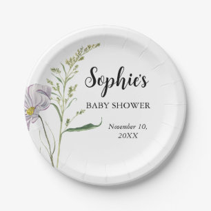 Wildflower Baby Shower Paper Plate