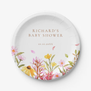 Wildflower Baby Shower Paper Plate