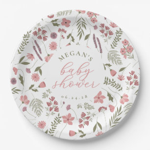 Wildflower Baby Shower Paper Plates - Pink