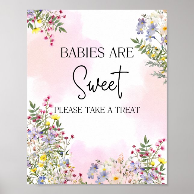 Wildflower Baby Shower Party Favour Sign (Front)