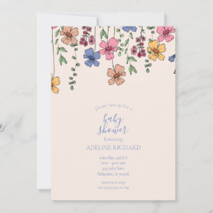 Wildflower Baby Shower Party Invitations