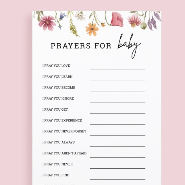 Wildflower Baby Shower Prayer For Baby Advice Card (Creator Uploaded)