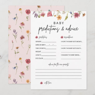 Wildflower Baby Shower Prediction and Advice Cards