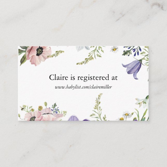 Wildflower Baby Shower Registry Enclosure Card (Front)