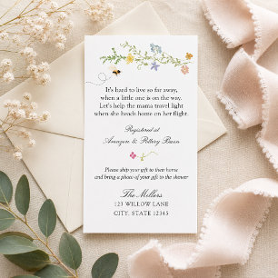 Wildflower Baby Shower Registry Ship Gift Insert