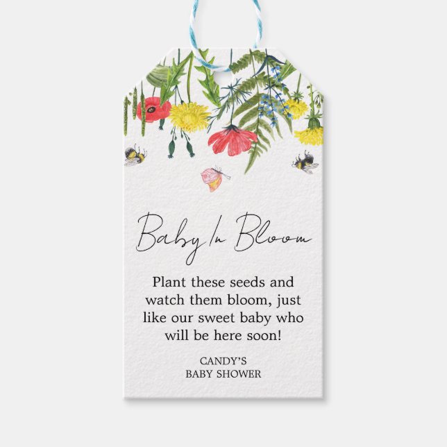 Wildflower Baby Shower Seed Gift Tags (Front)