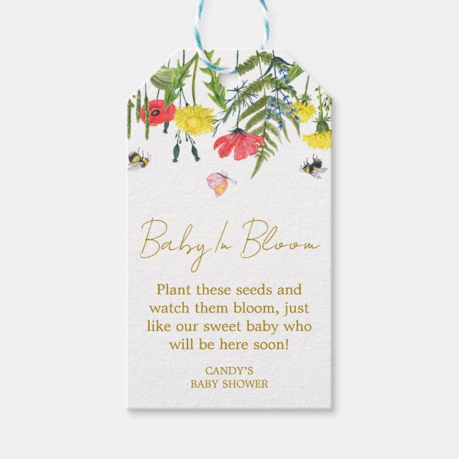 Wildflower Baby Shower Seed Gift Tags (Front)