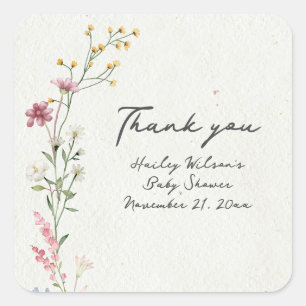 Wildflower Baby Shower Square Sticker