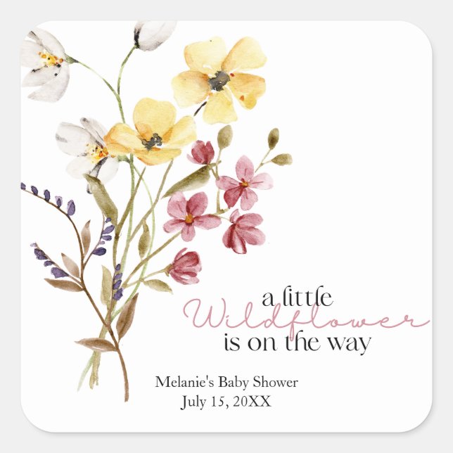 Wildflower Baby Shower Sticker (Front)
