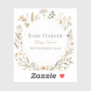 Wildflower Baby Shower Sticker Boho Favour
