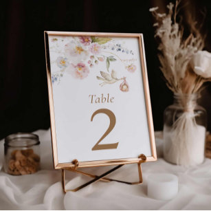 Wildflower Baby Shower Table Number Card