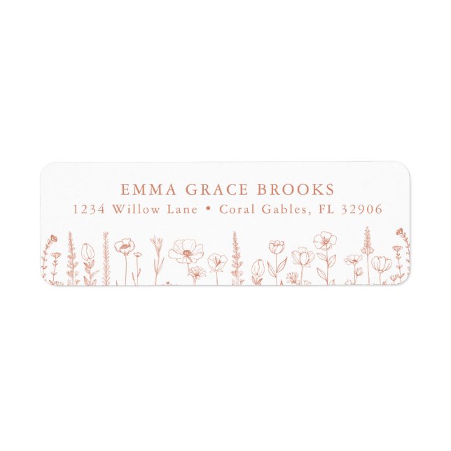 Wildflower Baby Shower Terracotta Return Address (Front)