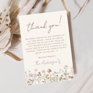 Wildflower Baby Shower Terracotta Thank You Card