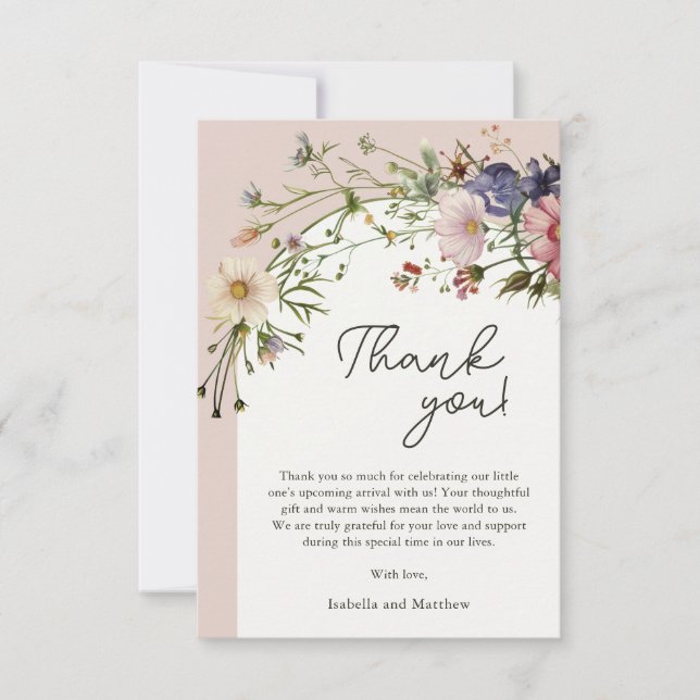 Wildflower Baby Shower Thank You Card (Front)