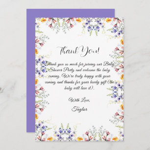 Wildflower Baby Shower Thank You Card