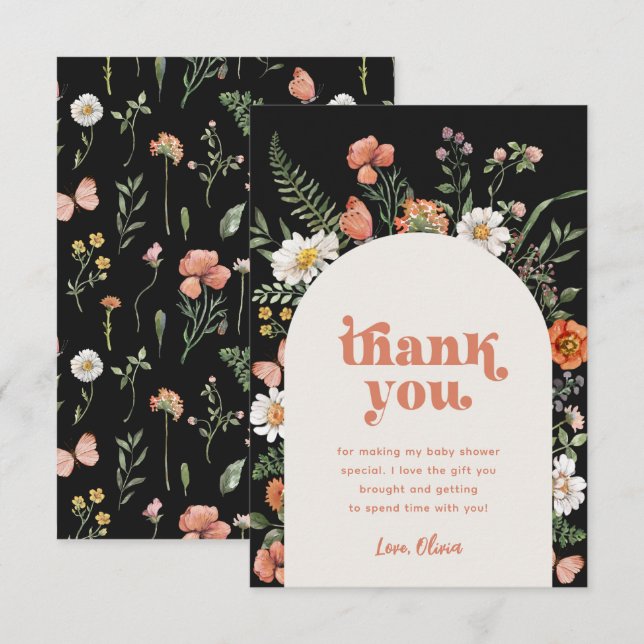 Wildflower Baby Shower Thank You Card (Front/Back)