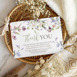 Wildflower Baby Shower Thank You Card