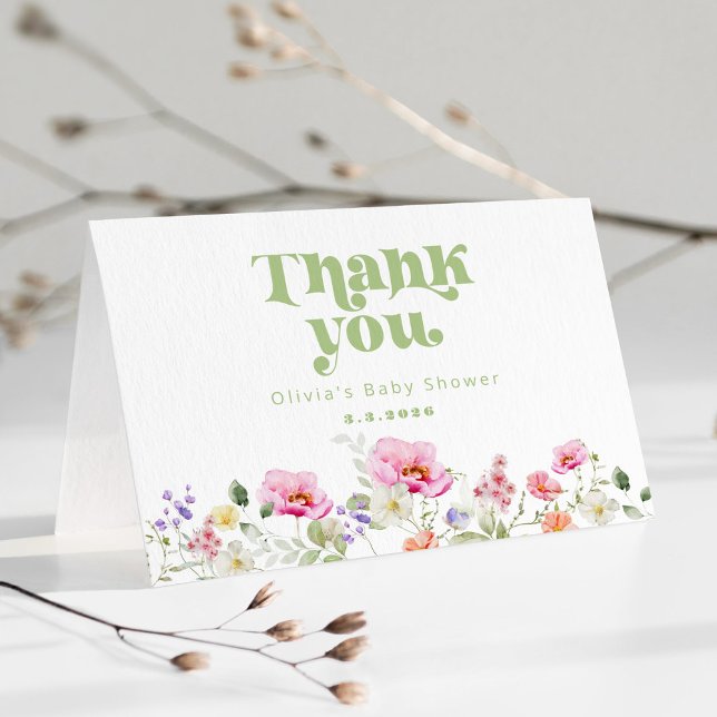Wildflower baby shower thank you card (Creator Uploaded)