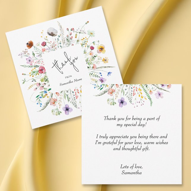 Wildflower Baby Shower Thank You Card (Wildflowers Baby Shower Thank You Notes 5.25" x 5.25")