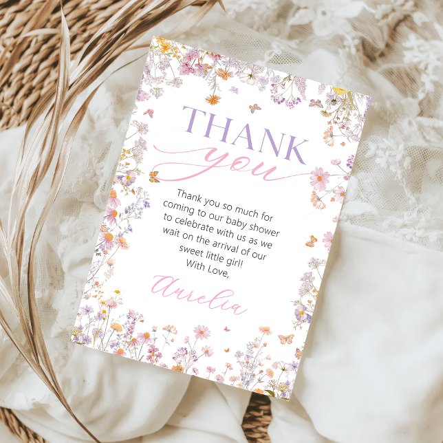 Wildflower Baby Shower Thank You Card (Creator Uploaded)