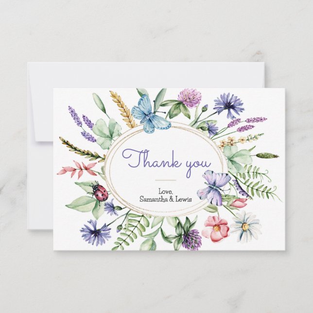Wildflower Baby Shower Thank You Card (Front)