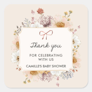Wildflower Baby Shower Thank you Square Sticker