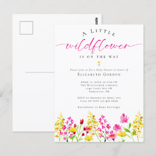 Wildflower Baby Shower Watercolor Floral Pink Cute Postcard