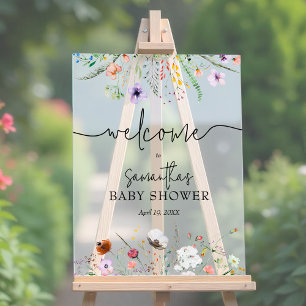 Wildflower Baby Shower Welcome Acrylic Sign