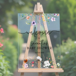 Wildflower Baby Shower Welcome Acrylic Sign