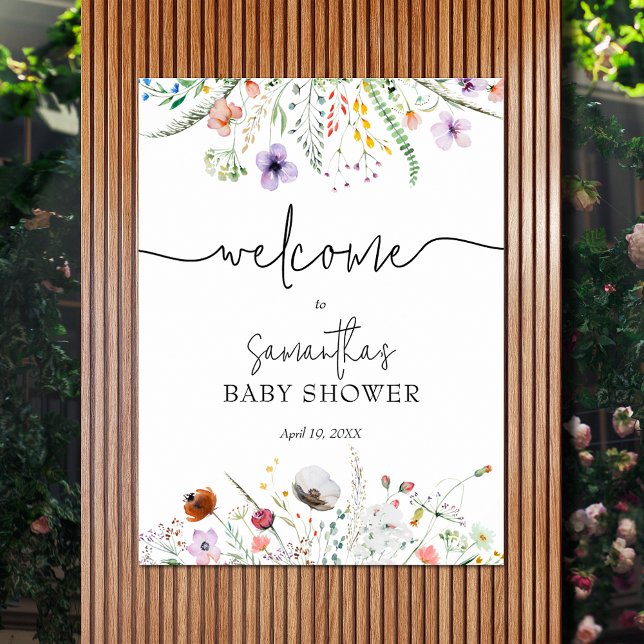 Wildflower Baby Shower Welcome Poster (Wildflower Baby Shower Welcome Poster - order INSTANT DOWNLOAD or PRINTED)