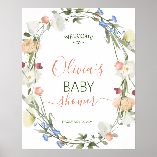 Wildflower Baby Shower WELCOME sign (Front)