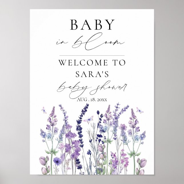 Wildflower Baby Shower Welcome Sign (Front)