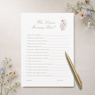Wildflower Baby Shower Who Knows Mommy Best Card