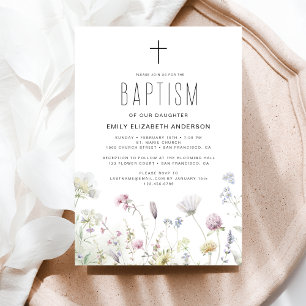 Wildflower Baptism Garden In Bloom Boho Invitation