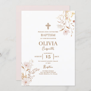 Wildflower Baptism Girl Invitation