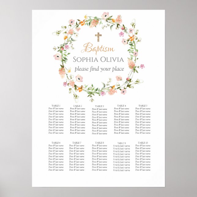 Wildflower Baptism Girl Seating Chart (Front)