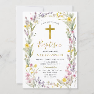 Wildflower Baptism Invitation