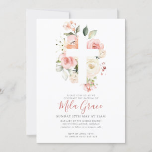 Wildflower Baptism Invitation Girl