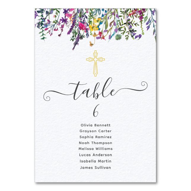 Wildflower Baptism Seating Chart  Table Number (Front)