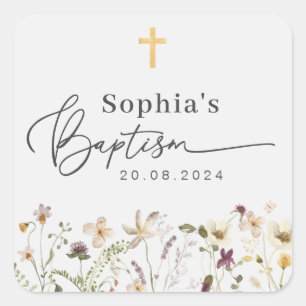 Wildflower Baptism Square Sticker