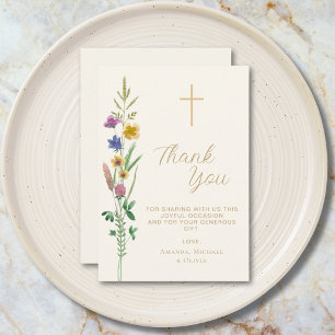 Wildflower Baptism  Thank You Card