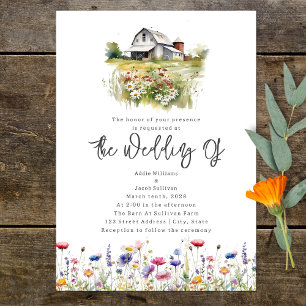 Wildflower Barn Rustic Wedding Invitation