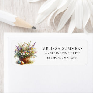 Wildflower Basket Easter Eggs Return Address Label