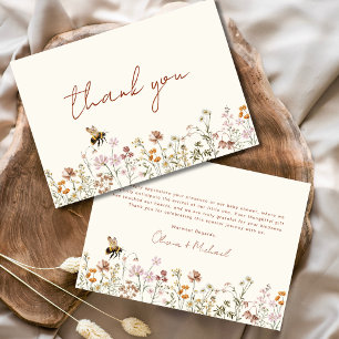 Wildflower Bee Baby Shower Thank You Card