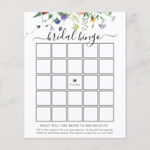 Wildflower Bee Bridal Bingo Game Card