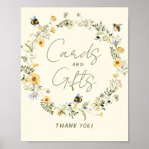 Wildflower Bee Bridal Shower Cards and Gifts Sign