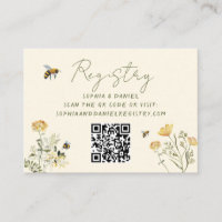 Wildflower Bee Bridal Shower Registry Card