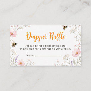 Wildflower Bee Diaper Raffle Enclosure Card