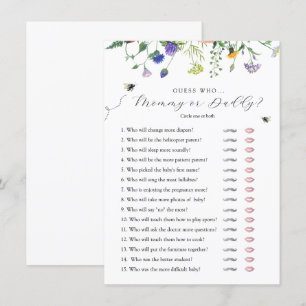 Wildflower Bee Guess Who Baby Shower Game Card