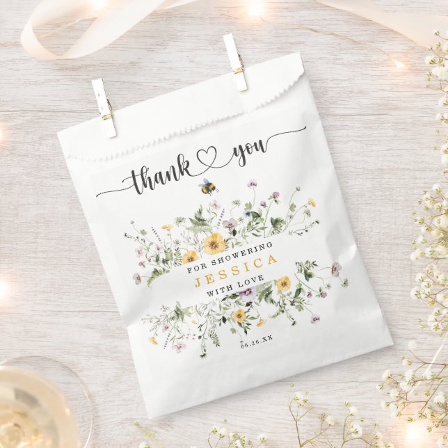 Wildflower Bee Rustic Baby Shower Favour Bag (Clipped)